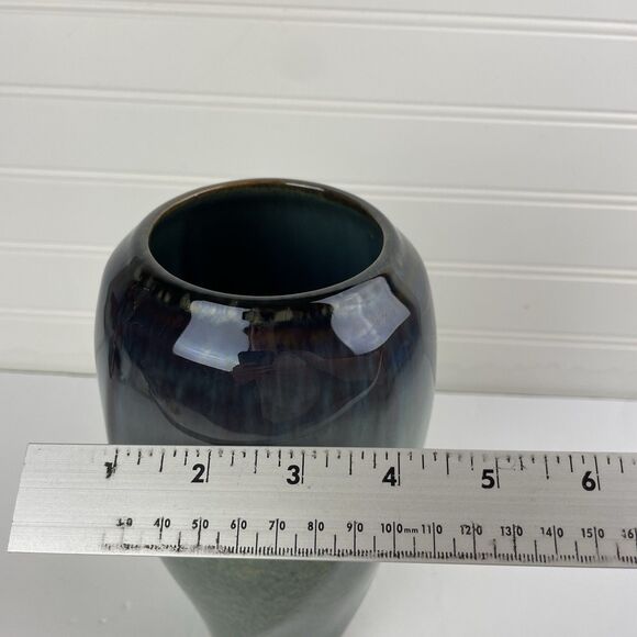 Vintage Bill Campbell Art Pottery Purple Blue Drip Glaze Twist Vase 9” Vessel - Picture 6 of 6